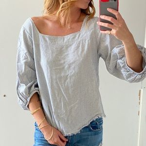 Striped Bell Sleeve Pinstripe Blouse by VELVET